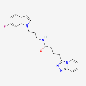 molecular formula C21H22FN5O B10995819 N-[3-(6-Fluoro-1H-indol-1-YL)propyl]-4-{[1,2,4]triazolo[4,3-A]pyridin-3-YL}butanamide 