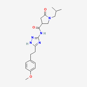 molecular formula C20H27N5O3 B10995870 N-{3-[2-(4-methoxyphenyl)ethyl]-1H-1,2,4-triazol-5-yl}-1-(2-methylpropyl)-5-oxopyrrolidine-3-carboxamide 