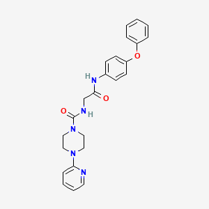 molecular formula C24H25N5O3 B10995938 N-(2-oxo-2-((4-phenoxyphenyl)amino)ethyl)-4-(pyridin-2-yl)piperazine-1-carboxamide 