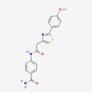 molecular formula C19H17N3O3S B10996019 4-({[2-(4-Methoxyphenyl)-1,3-thiazol-4-yl]acetyl}amino)benzamide 