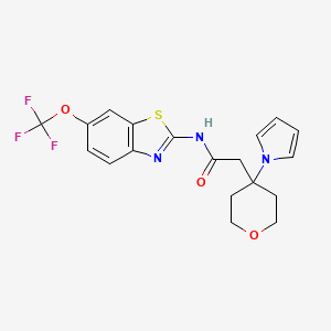 2-[4-(1H-pyrrol-1-yl)tetrahydro-2H-pyran-4-yl]-N-[6-(trifluoromethoxy)-1,3-benzothiazol-2-yl]acetamide