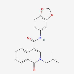 molecular formula C21H20N2O4 B10996041 N-(1,3-benzodioxol-5-yl)-2-(2-methylpropyl)-1-oxo-1,2-dihydroisoquinoline-4-carboxamide 