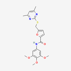 molecular formula C21H23N3O5S B10996055 5-{[(4,6-dimethylpyrimidin-2-yl)sulfanyl]methyl}-N-(3,4,5-trimethoxyphenyl)furan-2-carboxamide 