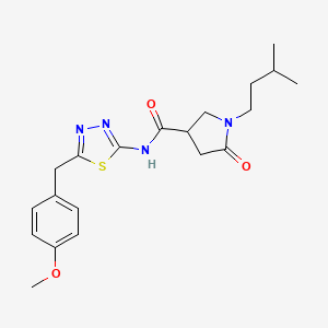 molecular formula C20H26N4O3S B10996092 N-[(2E)-5-(4-methoxybenzyl)-1,3,4-thiadiazol-2(3H)-ylidene]-1-(3-methylbutyl)-5-oxopyrrolidine-3-carboxamide 