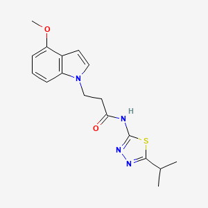 molecular formula C17H20N4O2S B10996104 3-(4-methoxy-1H-indol-1-yl)-N-[(2Z)-5-(propan-2-yl)-1,3,4-thiadiazol-2(3H)-ylidene]propanamide 