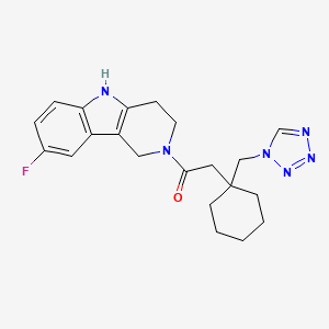 molecular formula C21H25FN6O B10996105 1-(8-fluoro-1,3,4,5-tetrahydro-2H-pyrido[4,3-b]indol-2-yl)-2-[1-(1H-tetrazol-1-ylmethyl)cyclohexyl]ethanone 