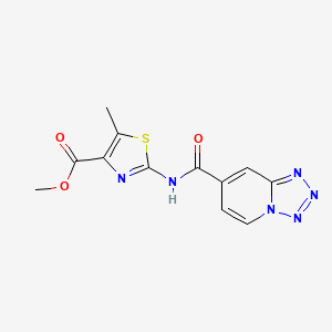 molecular formula C12H10N6O3S B10996145 Methyl 5-methyl-2-[(tetrazolo[1,5-a]pyridin-7-ylcarbonyl)amino]-1,3-thiazole-4-carboxylate 