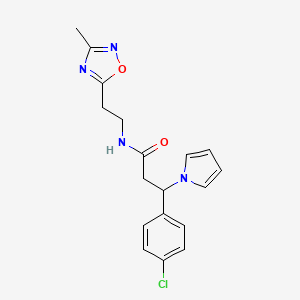 3-(4-chlorophenyl)-N-[2-(3-methyl-1,2,4-oxadiazol-5-yl)ethyl]-3-(1H-pyrrol-1-yl)propanamide