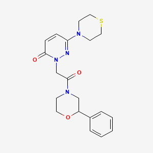 molecular formula C20H24N4O3S B10996184 2-[2-oxo-2-(2-phenylmorpholin-4-yl)ethyl]-6-(thiomorpholin-4-yl)pyridazin-3(2H)-one 