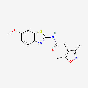 molecular formula C15H15N3O3S B10996194 2-(3,5-dimethyl-1,2-oxazol-4-yl)-N-(6-methoxy-1,3-benzothiazol-2-yl)acetamide 