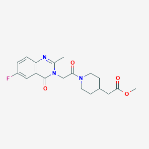 molecular formula C19H22FN3O4 B10996221 methyl {1-[(6-fluoro-2-methyl-4-oxoquinazolin-3(4H)-yl)acetyl]piperidin-4-yl}acetate 