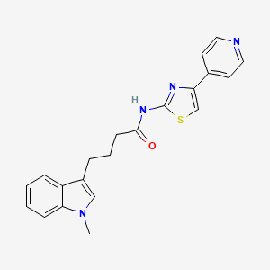 molecular formula C21H20N4OS B10996279 4-(1-methyl-1H-indol-3-yl)-N-[4-(pyridin-4-yl)-1,3-thiazol-2-yl]butanamide 