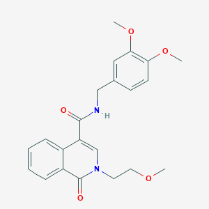 molecular formula C22H24N2O5 B10996283 N-(3,4-dimethoxybenzyl)-2-(2-methoxyethyl)-1-oxo-1,2-dihydroisoquinoline-4-carboxamide 