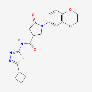 N-[(2Z)-5-cyclobutyl-1,3,4-thiadiazol-2(3H)-ylidene]-1-(2,3-dihydro-1,4-benzodioxin-6-yl)-5-oxopyrrolidine-3-carboxamide