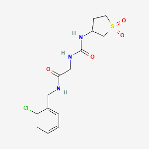 molecular formula C14H18ClN3O4S B10996338 N-(2-chlorobenzyl)-N~2~-[(1,1-dioxidotetrahydrothiophen-3-yl)carbamoyl]glycinamide 