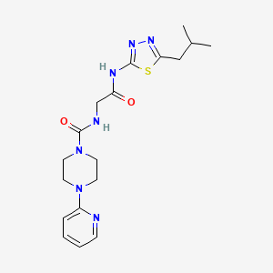 molecular formula C18H25N7O2S B10996345 N-(2-{[(2Z)-5-(2-methylpropyl)-1,3,4-thiadiazol-2(3H)-ylidene]amino}-2-oxoethyl)-4-(pyridin-2-yl)piperazine-1-carboxamide 