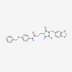 molecular formula C27H25N3O6 B10996346 3-[1-(1,3-benzodioxol-5-ylmethyl)-2-hydroxy-5-oxo-4,5-dihydro-1H-imidazol-4-yl]-N-[4-(benzyloxy)phenyl]propanamide 