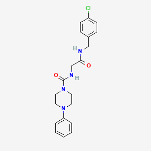 molecular formula C20H23ClN4O2 B10996356 N-{2-[(4-chlorobenzyl)amino]-2-oxoethyl}-4-phenylpiperazine-1-carboxamide 