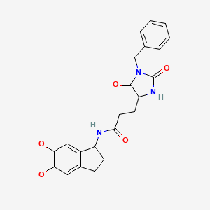 molecular formula C24H27N3O5 B10996430 3-(1-Benzyl-2,5-dioxo-4-imidazolidinyl)-N-(5,6-dimethoxy-2,3-dihydro-1H-inden-1-YL)propanamide 