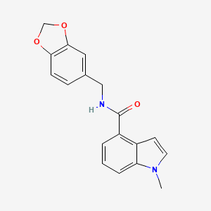 molecular formula C18H16N2O3 B10996455 N-(1,3-benzodioxol-5-ylmethyl)-1-methyl-1H-indole-4-carboxamide 