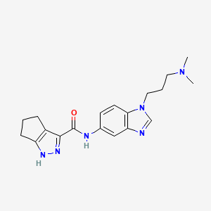 molecular formula C19H24N6O B10996459 N-{1-[3-(dimethylamino)propyl]-1H-benzimidazol-5-yl}-2,4,5,6-tetrahydrocyclopenta[c]pyrazole-3-carboxamide 