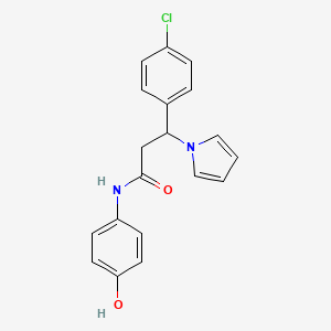 molecular formula C19H17ClN2O2 B10996477 3-(4-chlorophenyl)-N-(4-hydroxyphenyl)-3-(1H-pyrrol-1-yl)propanamide 