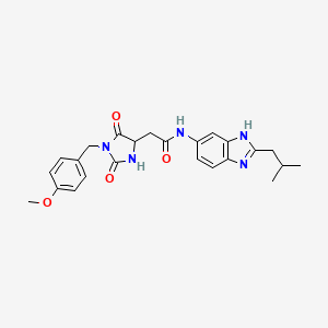 2-[1-(4-methoxybenzyl)-2,5-dioxoimidazolidin-4-yl]-N-[2-(2-methylpropyl)-1H-benzimidazol-6-yl]acetamide