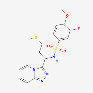 molecular formula C17H19FN4O3S2 B10996504 3-fluoro-4-methoxy-N-[3-(methylsulfanyl)-1-([1,2,4]triazolo[4,3-a]pyridin-3-yl)propyl]benzenesulfonamide 