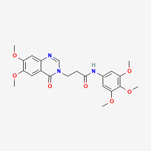 molecular formula C22H25N3O7 B10996507 3-(6,7-dimethoxy-4-oxoquinazolin-3(4H)-yl)-N-(3,4,5-trimethoxyphenyl)propanamide 