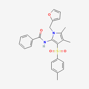 molecular formula C25H24N2O4S B10996508 N-{1-(furan-2-ylmethyl)-4,5-dimethyl-3-[(4-methylphenyl)sulfonyl]-1H-pyrrol-2-yl}benzamide 