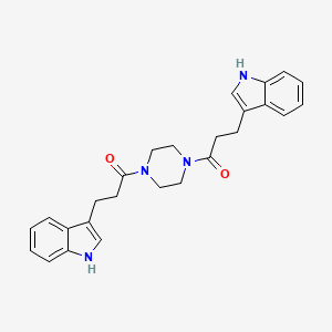 molecular formula C26H28N4O2 B10996522 1,1'-piperazine-1,4-diylbis[3-(1H-indol-3-yl)propan-1-one] 