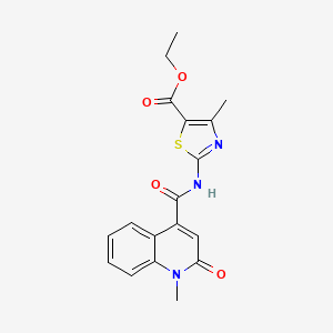 molecular formula C18H17N3O4S B10996553 Ethyl 4-methyl-2-{[(1-methyl-2-oxo-1,2-dihydroquinolin-4-yl)carbonyl]amino}-1,3-thiazole-5-carboxylate 