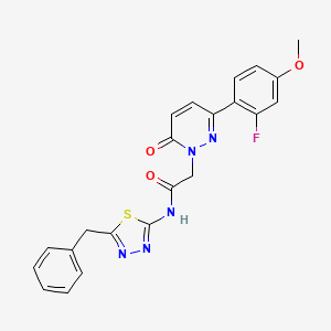 molecular formula C22H18FN5O3S B10996567 N-[(2E)-5-benzyl-1,3,4-thiadiazol-2(3H)-ylidene]-2-[3-(2-fluoro-4-methoxyphenyl)-6-oxopyridazin-1(6H)-yl]acetamide 