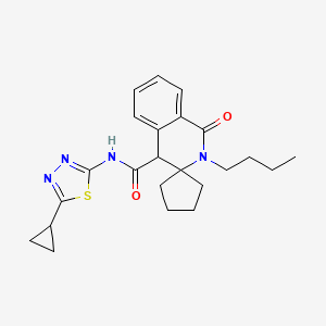 molecular formula C23H28N4O2S B10996572 2'-butyl-N-(5-cyclopropyl-1,3,4-thiadiazol-2-yl)-1'-oxo-1',4'-dihydro-2'H-spiro[cyclopentane-1,3'-isoquinoline]-4'-carboxamide 