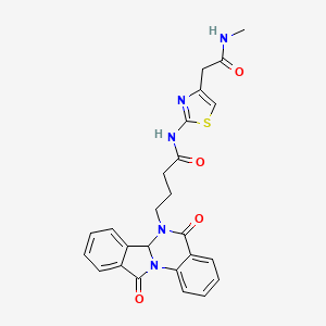 molecular formula C25H23N5O4S B10996595 4-(5,11-dioxo-6a,11-dihydroisoindolo[2,1-a]quinazolin-6(5H)-yl)-N-{4-[2-(methylamino)-2-oxoethyl]-1,3-thiazol-2-yl}butanamide 