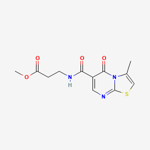 molecular formula C12H13N3O4S B10996662 methyl N-[(3-methyl-5-oxo-5H-[1,3]thiazolo[3,2-a]pyrimidin-6-yl)carbonyl]-beta-alaninate 