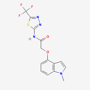 molecular formula C14H11F3N4O2S B10996665 2-[(1-methyl-1H-indol-4-yl)oxy]-N-[5-(trifluoromethyl)-1,3,4-thiadiazol-2-yl]acetamide 