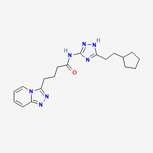 molecular formula C19H25N7O B10996674 N-[3-(2-cyclopentylethyl)-1H-1,2,4-triazol-5-yl]-4-([1,2,4]triazolo[4,3-a]pyridin-3-yl)butanamide 