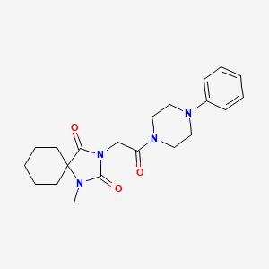 molecular formula C21H28N4O3 B10996677 1-Methyl-3-[2-oxo-2-(4-phenylpiperazin-1-yl)ethyl]-1,3-diazaspiro[4.5]decane-2,4-dione 