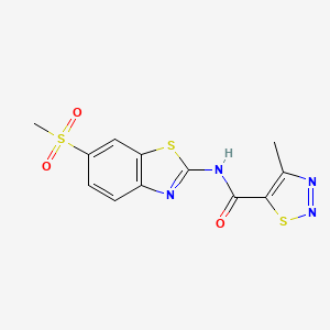 4-methyl-N-[6-(methylsulfonyl)-1,3-benzothiazol-2-yl]-1,2,3-thiadiazole-5-carboxamide