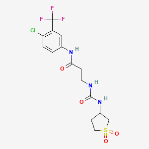 molecular formula C15H17ClF3N3O4S B10996690 N-[4-chloro-3-(trifluoromethyl)phenyl]-N~3~-[(1,1-dioxidotetrahydrothiophen-3-yl)carbamoyl]-beta-alaninamide 