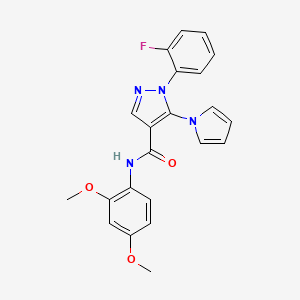 molecular formula C22H19FN4O3 B10996735 N-(2,4-dimethoxyphenyl)-1-(2-fluorophenyl)-5-(1H-pyrrol-1-yl)-1H-pyrazole-4-carboxamide 