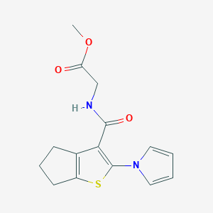 molecular formula C15H16N2O3S B10996753 methyl N-{[2-(1H-pyrrol-1-yl)-5,6-dihydro-4H-cyclopenta[b]thiophen-3-yl]carbonyl}glycinate 