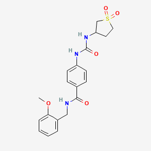 molecular formula C20H23N3O5S B10996767 4-{[(1,1-dioxidotetrahydrothiophen-3-yl)carbamoyl]amino}-N-(2-methoxybenzyl)benzamide 