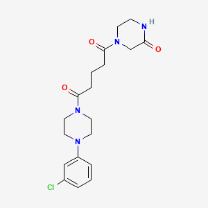 molecular formula C19H25ClN4O3 B10996779 1-[4-(3-Chlorophenyl)piperazino]-5-(3-oxopiperazino)-1,5-pentanedione 