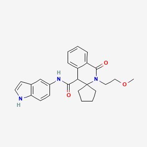 molecular formula C25H27N3O3 B10996842 N-(1H-indol-5-yl)-2'-(2-methoxyethyl)-1'-oxo-1',4'-dihydro-2'H-spiro[cyclopentane-1,3'-isoquinoline]-4'-carboxamide 