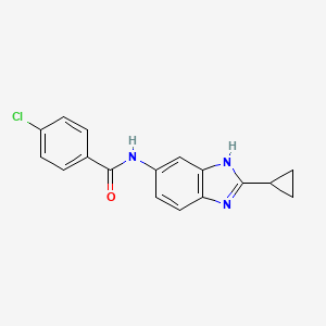 molecular formula C17H14ClN3O B10996950 4-chloro-N-(2-cyclopropyl-1H-benzimidazol-5-yl)benzamide 