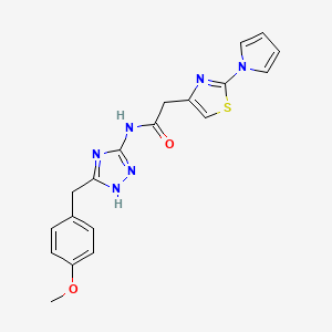 molecular formula C19H18N6O2S B10996953 N-[3-(4-methoxybenzyl)-1H-1,2,4-triazol-5-yl]-2-[2-(1H-pyrrol-1-yl)-1,3-thiazol-4-yl]acetamide 