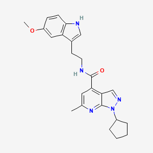 molecular formula C24H27N5O2 B10996957 1-cyclopentyl-N-[2-(5-methoxy-1H-indol-3-yl)ethyl]-6-methyl-1H-pyrazolo[3,4-b]pyridine-4-carboxamide 