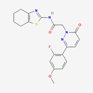 molecular formula C20H19FN4O3S B10996984 2-[3-(2-fluoro-4-methoxyphenyl)-6-oxopyridazin-1(6H)-yl]-N-[(2Z)-4,5,6,7-tetrahydro-1,3-benzothiazol-2(3H)-ylidene]acetamide 